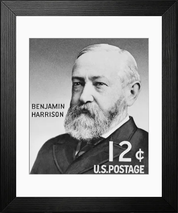 Framed Print : Postage Stamp Depicting Benjamin Harrison