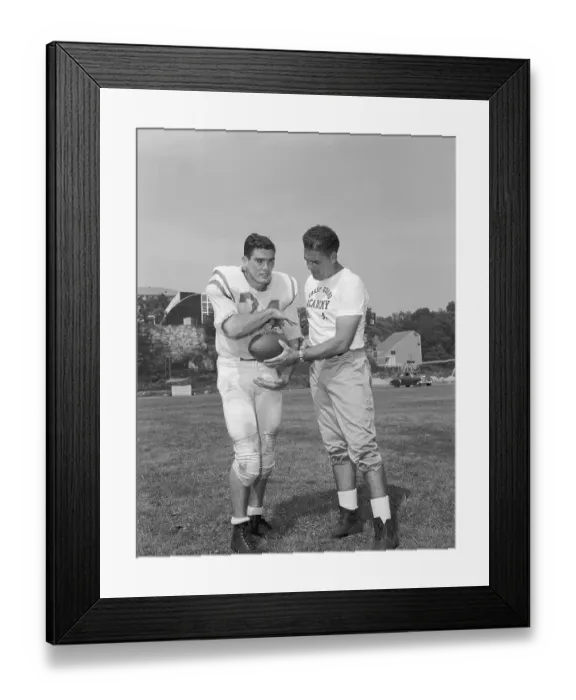 Framed Print : Otto Graham Coaching Quarterback at Practice Framed Print : Otto Graham Coaching Quarterback at Practice