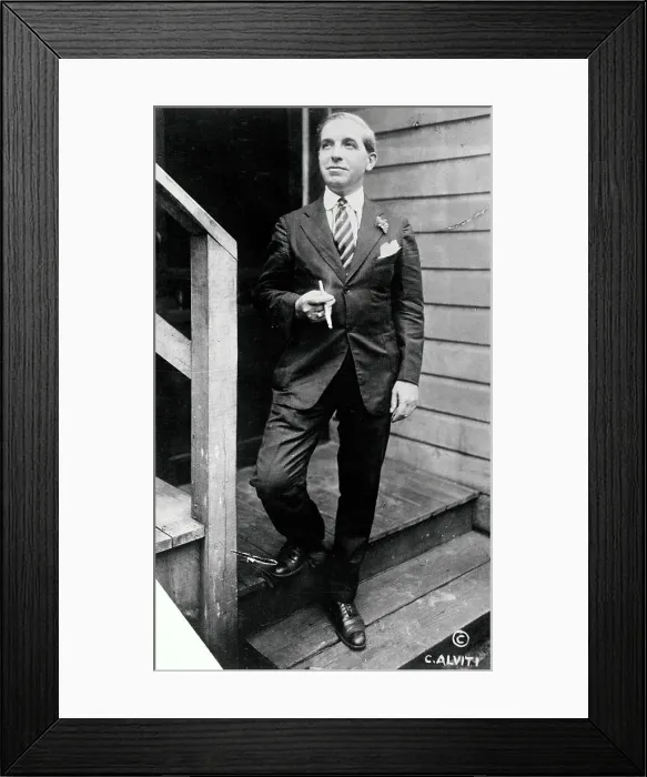 Framed Print : Charles Ponzi Smoking a Cigar