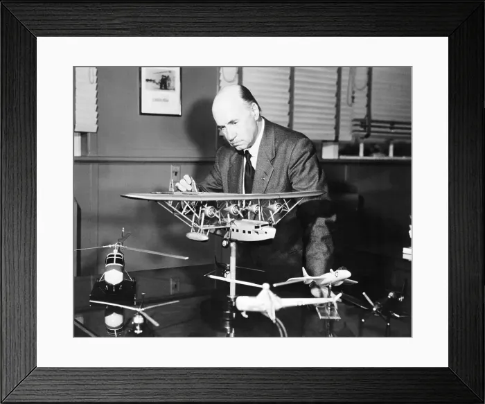 Framed Print : Igor Sikorsky Working With A Craft Model Framed Print : Igor Sikorsky Working With A Craft Model