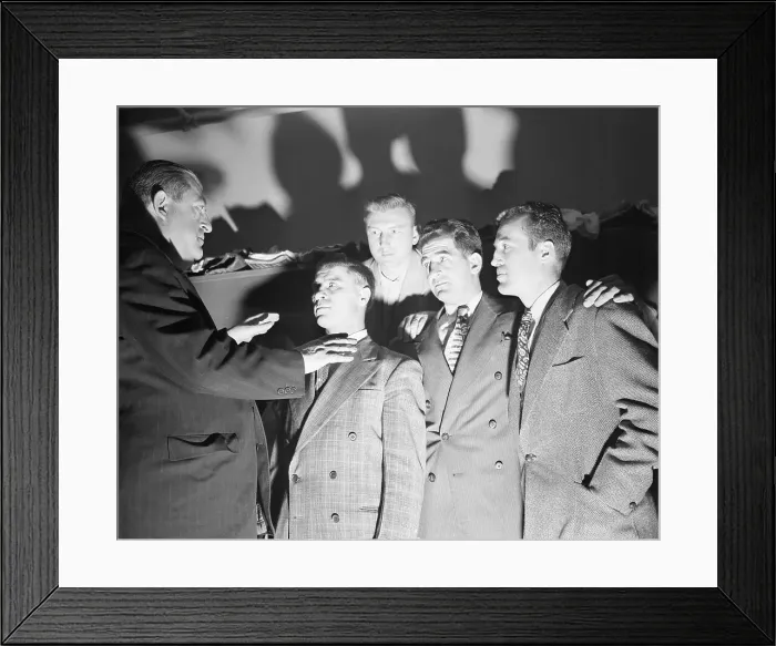 Framed Print : Psychologist Talking To Hockey Team Framed Print : Psychologist Talking To Hockey Team