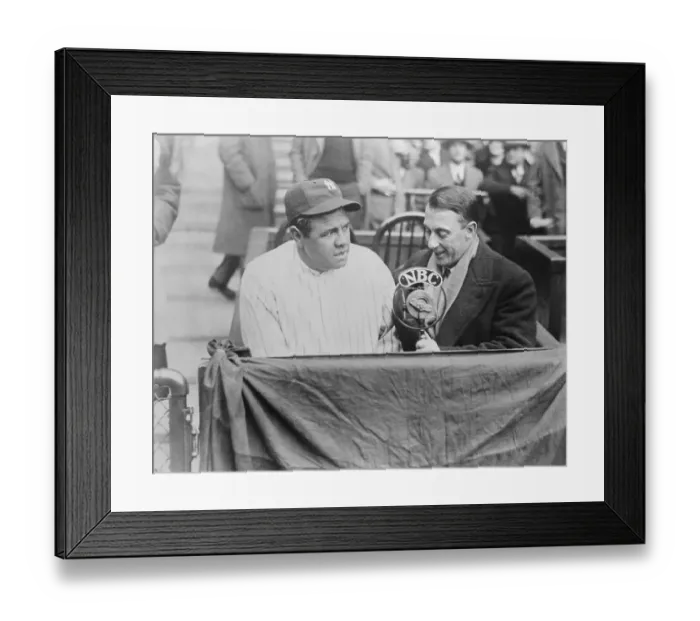 Framed Print : Babe Ruth and Graham McNamee Sitting at Microphone Framed Print : Babe Ruth and Graham McNamee Sitting at Microphone
