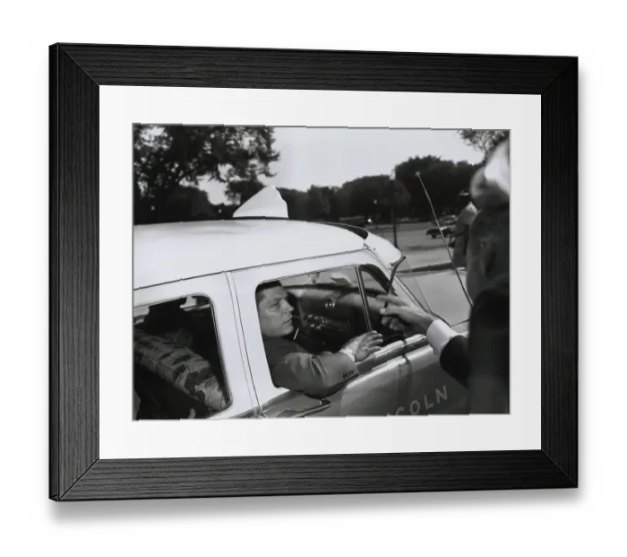 Framed Print : Union Leader Jimmy Hoffa Speaking to Reporter from Car Framed Print : Union Leader Jimmy Hoffa Speaking to Reporter from Car