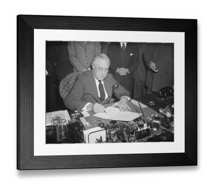Framed Print : President Franklin D. Roosevelt Signing Resolution Framed Print : President Franklin D. Roosevelt Signing Resolution