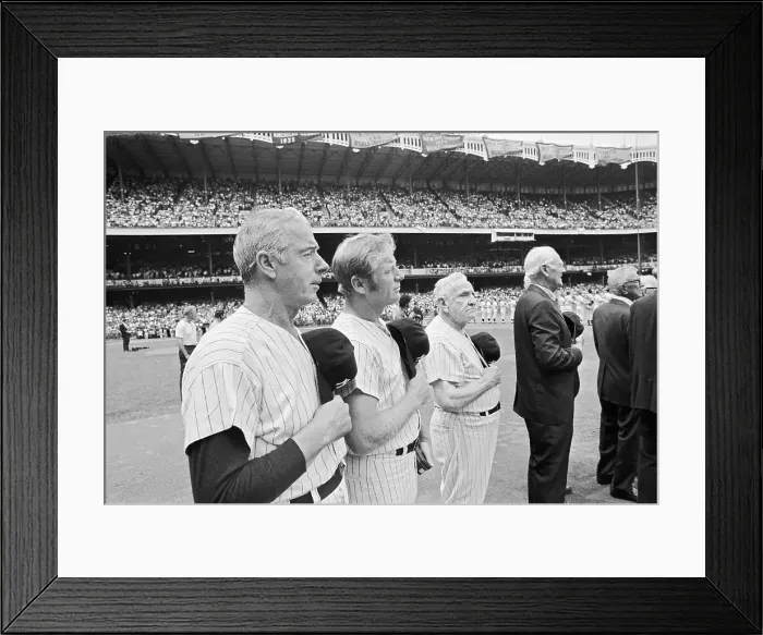 Framed Print : Baseball Greats During National Anthem at Yankee Stadium Framed Print : Baseball Greats During National Anthem at Yankee Stadium