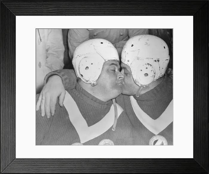 Framed Print : German Olympiads Kissing After Victory Framed Print : German Olympiads Kissing After Victory