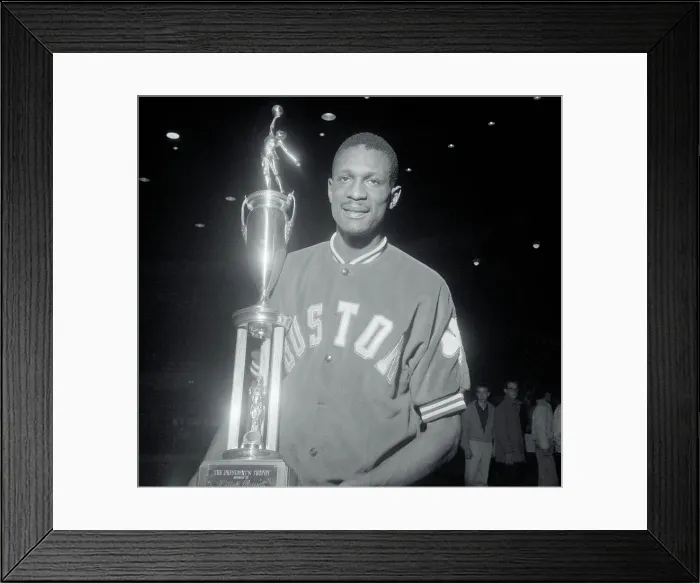 Framed Print : Bill Rusell Holding Trophy Framed Print : Bill Rusell Holding Trophy