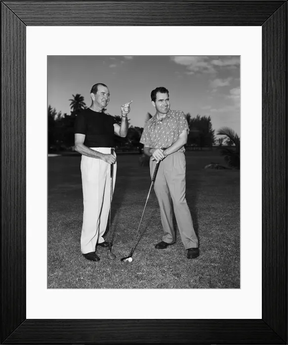 Framed Print : Richard Nixon Golfing with Newell Kelly Framed Print : Richard Nixon Golfing with Newell Kelly