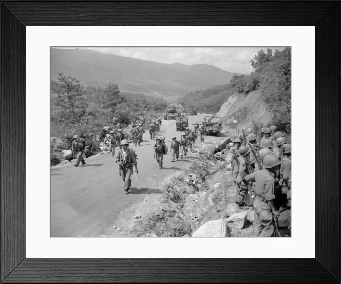 Framed Print : Soldiers Walking Down Road