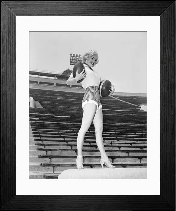 Framed Print : Mamie Van Doren Posing on Bleachers