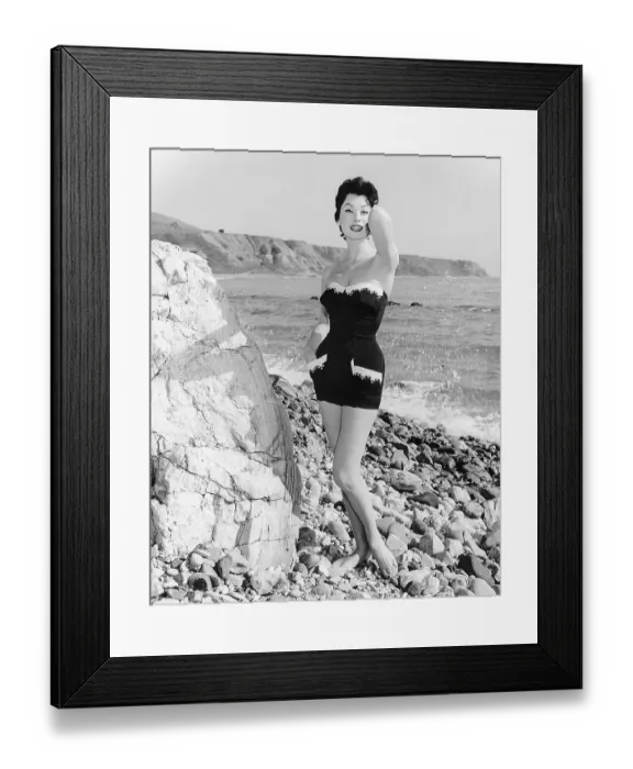 Framed Print : Woman Modeling A Tailored Bathing Suit Framed Print : Woman Modeling A Tailored Bathing Suit