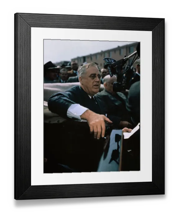 Framed Print : US President Franklin Delano Roosevelt Riding in Car Framed Print : US President Franklin Delano Roosevelt Riding in Car