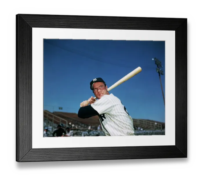 Framed Print : Baseball Player Hank Bauer Holding Baseball Bat