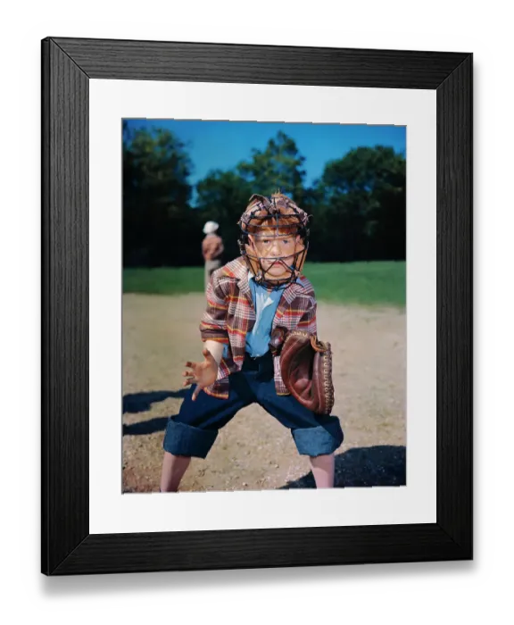 Framed Print : Young Bobby Wheeler Wearing Baseball Gear Framed Print : Young Bobby Wheeler Wearing Baseball Gear