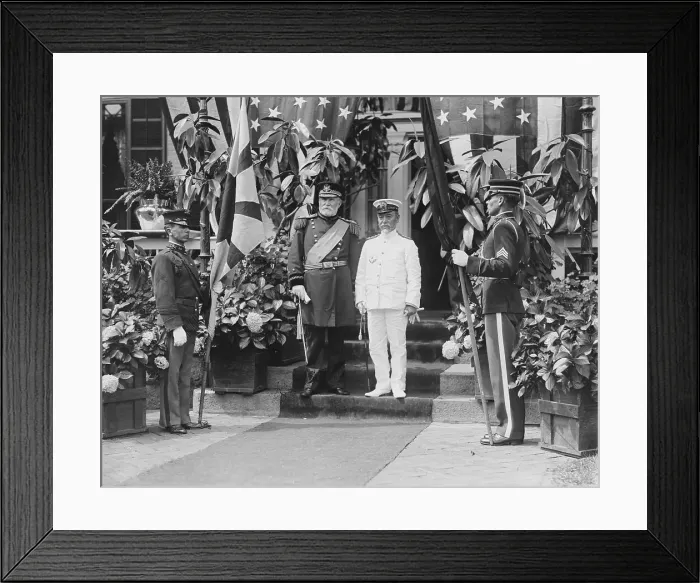 Framed Print : Admiral Heichachiro Togo and Affiliate Pausing on Steps Framed Print : Admiral Heichachiro Togo and Affiliate Pausing on Steps