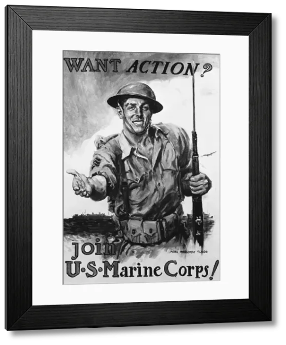 Framed Print : Poster Advertising U.S Marines Corps Recruits Framed Print : Poster Advertising U.S Marines Corps Recruits
