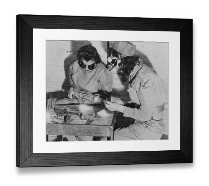 Framed Print : Young Women Working on Machinery Framed Print : Young Women Working on Machinery