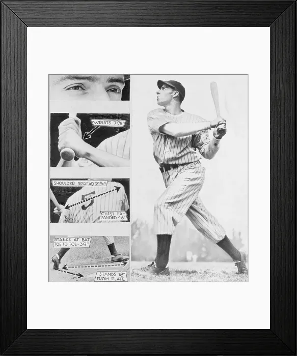 Framed Print : Joe DiMaggio Demonstrates on Swinging a Baseball Bat Framed Print : Joe DiMaggio Demonstrates on Swinging a Baseball Bat