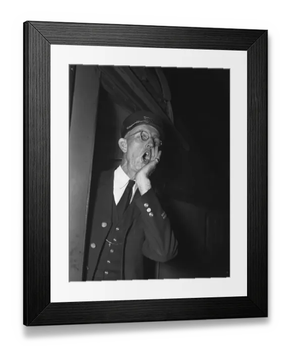 Framed Print : Conductor Yelling out of Train