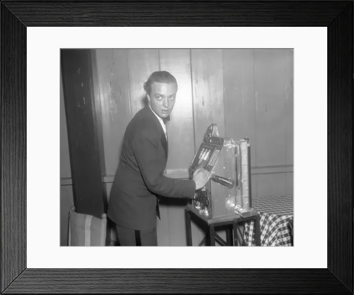 Framed Print : Jimmy Donahue Using Slot Machine Framed Print : Jimmy Donahue Using Slot Machine