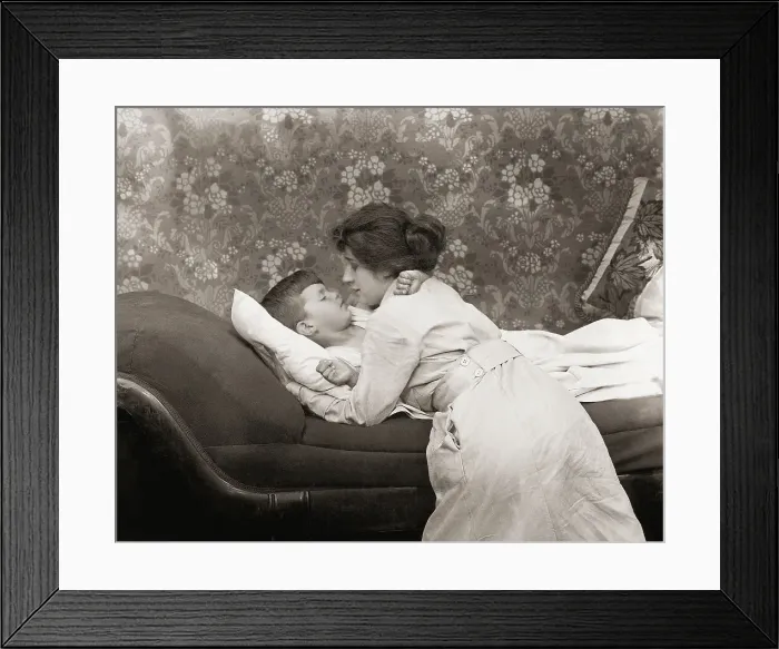 Framed Print : Mother Putting Her Son To Sleep Framed Print : Mother Putting Her Son To Sleep