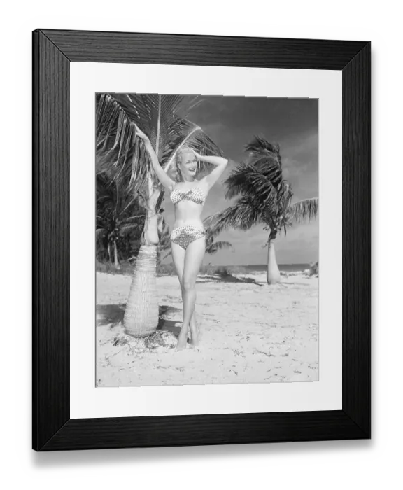 Framed Print : Model Posing In A Bikini On The Beach Framed Print : Model Posing In A Bikini On The Beach