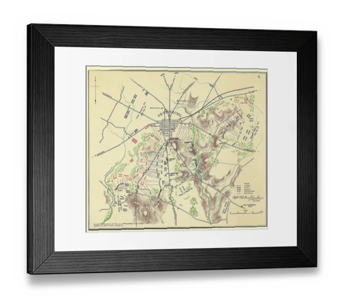 Framed Print : Map Of Gettysburg with Troop Positions Framed Print : Map Of Gettysburg with Troop Positions