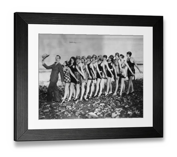 Framed Print : Women In Bathing Suits Pose / W / Man Framed Print : Women In Bathing Suits Pose / W / Man