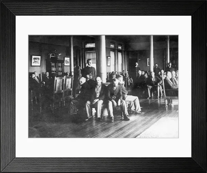 Framed Print : Sanitorium Inmates Sit In Lobby
