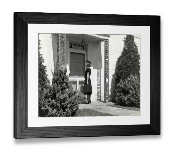 Framed Print : Door-To-Door Saleslady W / Briefcase Framed Print : Door-To-Door Saleslady W / Briefcase