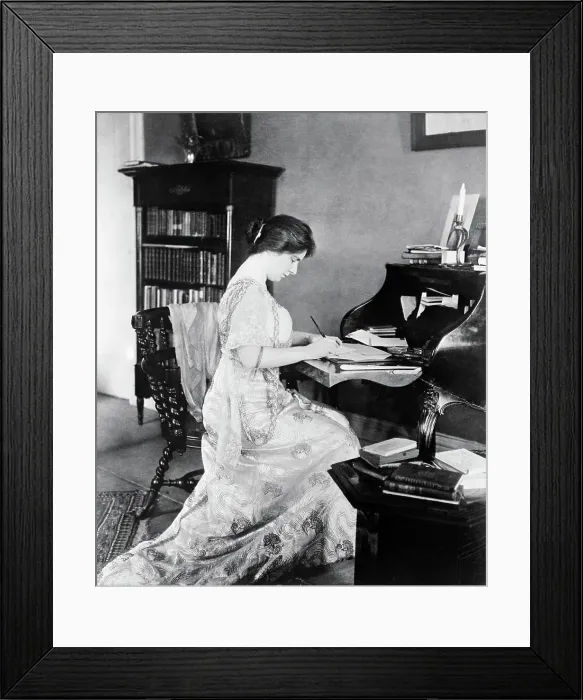 Framed Print : Young Society Woman At Desk, Circa 1910 Framed Print : Young Society Woman At Desk, Circa 1910