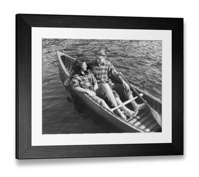 Framed Print : Couple Canoeing Framed Print : Couple Canoeing