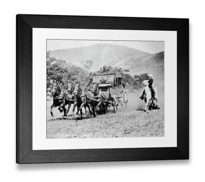 Framed Print : Four Horses Pulling A Stagecoach Framed Print : Four Horses Pulling A Stagecoach