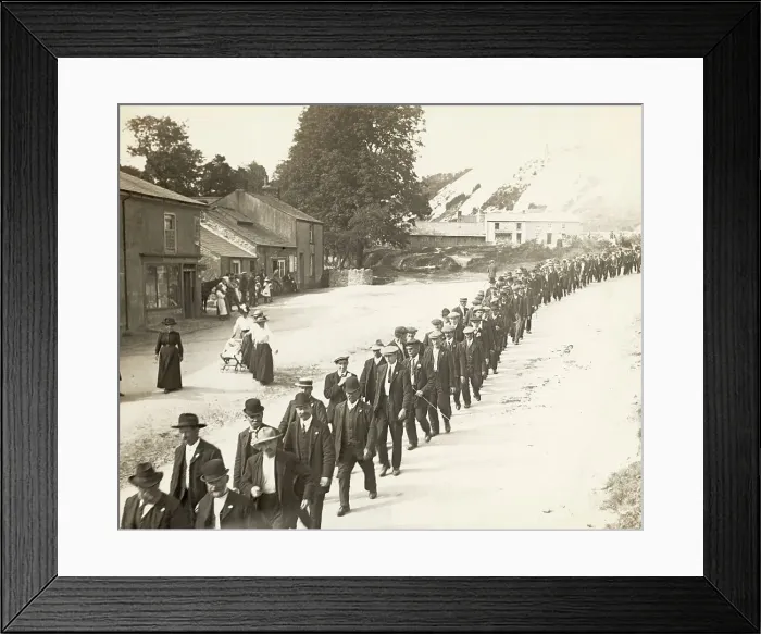 Framed Print : Line Of Marching Policemen In Village Framed Print : Line Of Marching Policemen In Village