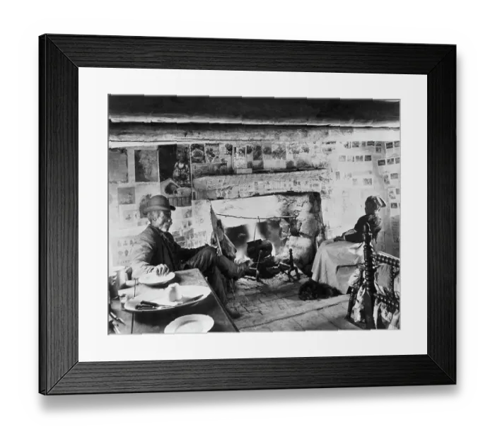 Framed Print : Couple in Front of Fireplace Framed Print : Couple in Front of Fireplace