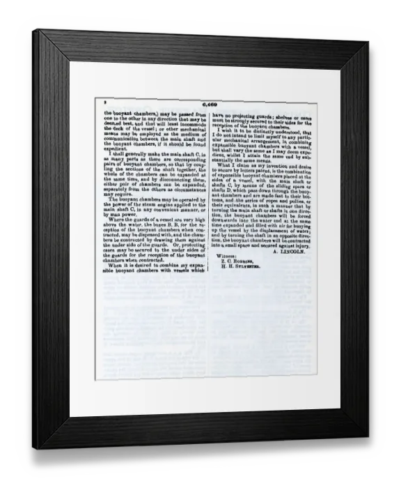 Framed Print : Second Page Of Lincoln'S Patent Document Framed Print : Second Page Of Lincoln'S Patent Document