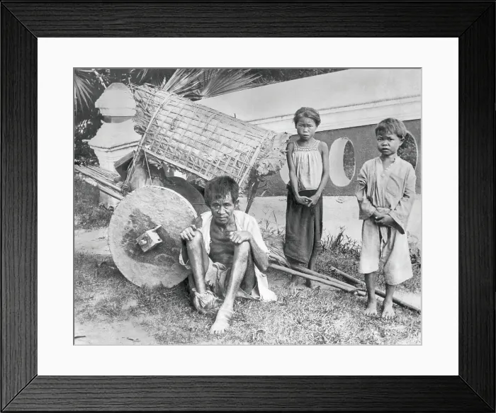 Framed Print : Thai Leper and His Children