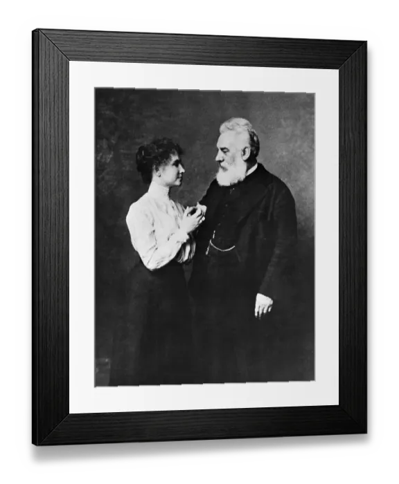 Framed Print : Author Helen Keller and Inventor Alexander Graham Bell