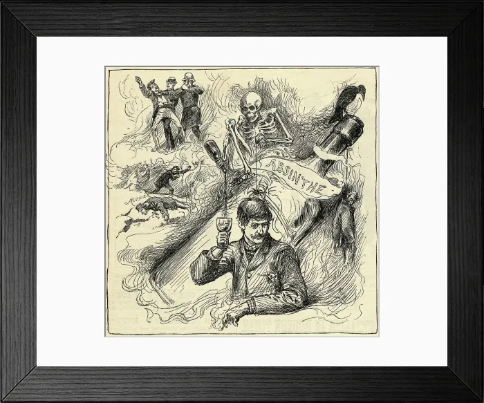 Framed Print : Cartoon Showing the Evils of Absinthe Framed Print : Cartoon Showing the Evils of Absinthe