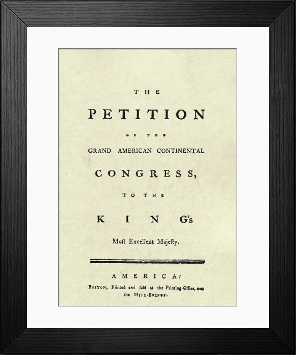 Framed Print : Title Page of Petition of Grievances of Colonies Framed Print : Title Page of Petition of Grievances of Colonies