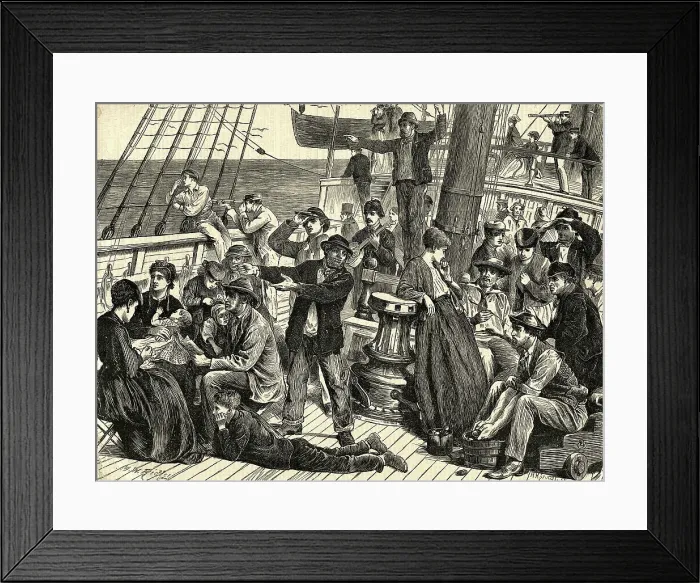 Framed Print : Emigrants on Shipdeck Framed Print : Emigrants on Shipdeck