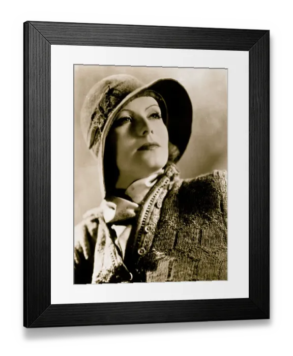 Framed Print : Portrait of Greta Garbo Wearing Hat Framed Print : Portrait of Greta Garbo Wearing Hat
