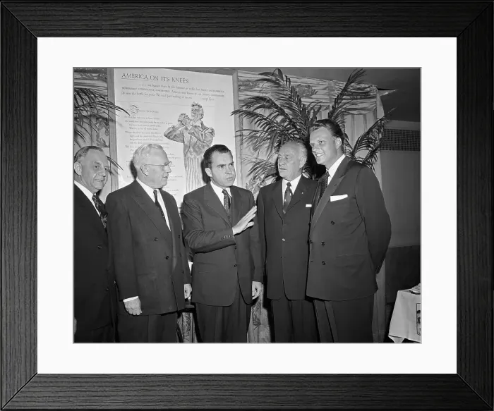 Framed Print : Richard Nixon, Conrad Hilton, Earl Warren and Billy Graham at Prayer Breakfast Framed Print : Richard Nixon, Conrad Hilton, Earl Warren and Billy Graham at Prayer Breakfast