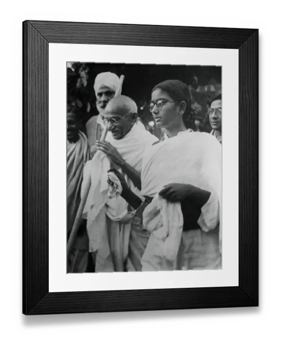 Framed Print : Mahatma Gandhi with Granddaughter Before Assassination