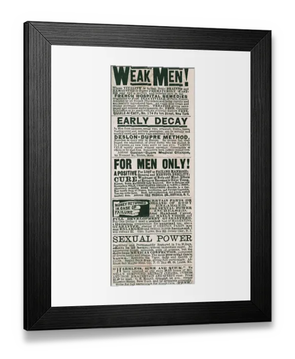 Framed Print : Ads Selling Impotence Remedies Framed Print : Ads Selling Impotence Remedies