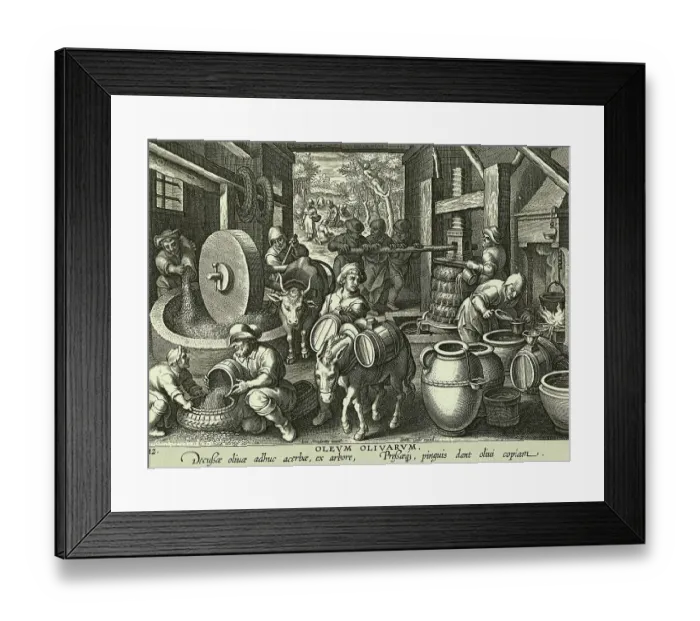 Framed Print : Men Working on Olive Presser Framed Print : Men Working on Olive Presser