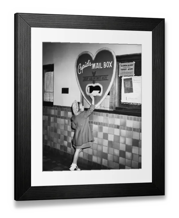 Framed Print : Girl Sending Her Out Her Valentine Framed Print : Girl Sending Her Out Her Valentine