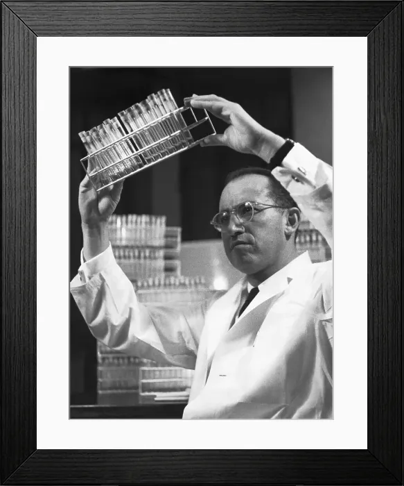 Framed Print : Dr. Jonas Salk in Laboratory Framed Print : Dr. Jonas Salk in Laboratory