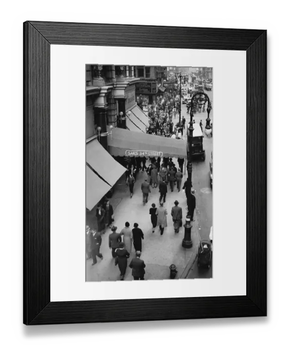 Framed Print : General View Of Pedestrians Near Saks