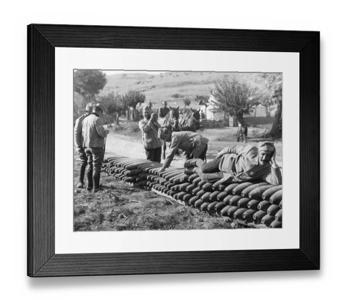 Framed Print : Serbs At Battery / Man Lying On Bombs Framed Print : Serbs At Battery / Man Lying On Bombs